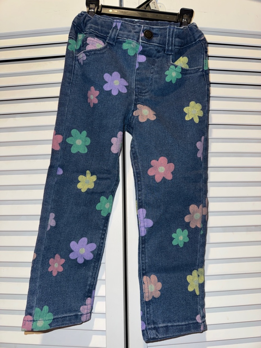 Girls Denim Floral Print Jeans